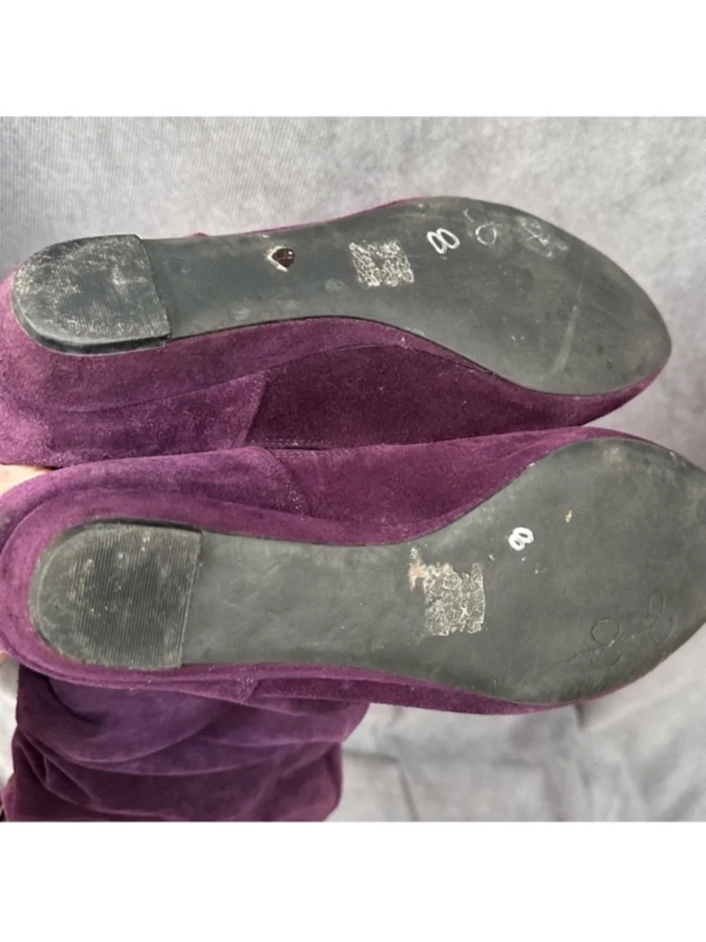 Purple suede leather pirate boots flat Sz 8 women’s